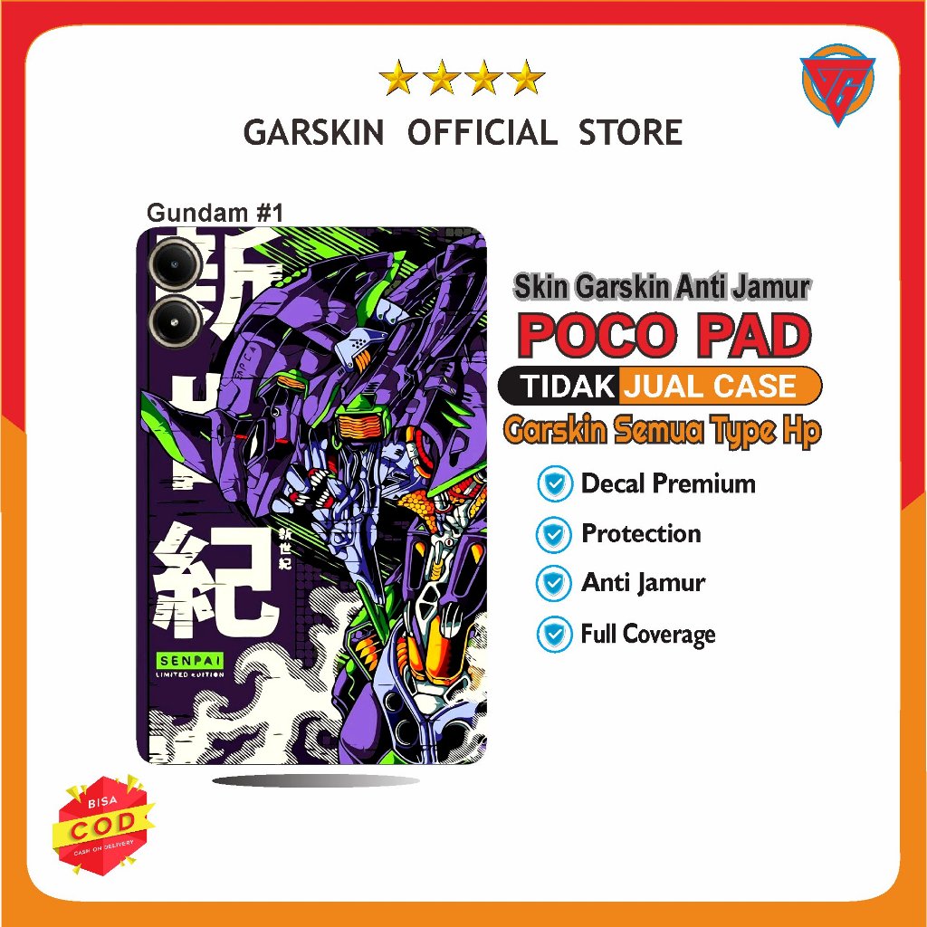 POCO PAD Skin Garskin Poco Pad Anti Jamur Motif Gundam