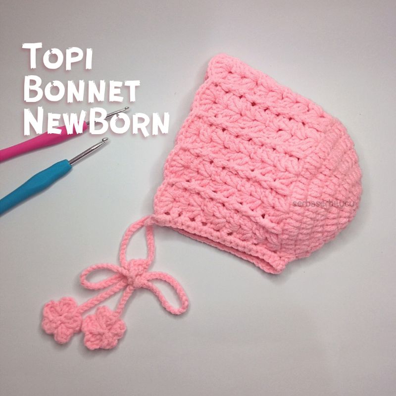 Topi bayi | Topi NewBorn | Topi Bayi Bonnet Rajut | Topi Rajut Handmade | Topi bayi Rajut handmade