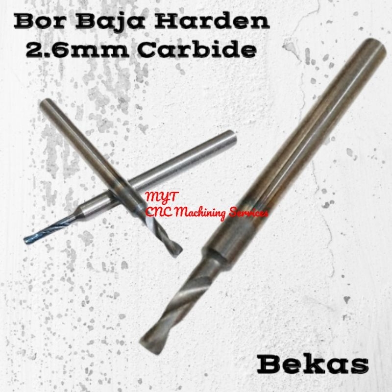 mata bor 2.6mm carbid.drill bor tembus besi baja haden gagang 4mm panjang 50mm merek NACHI bor 2.6MM