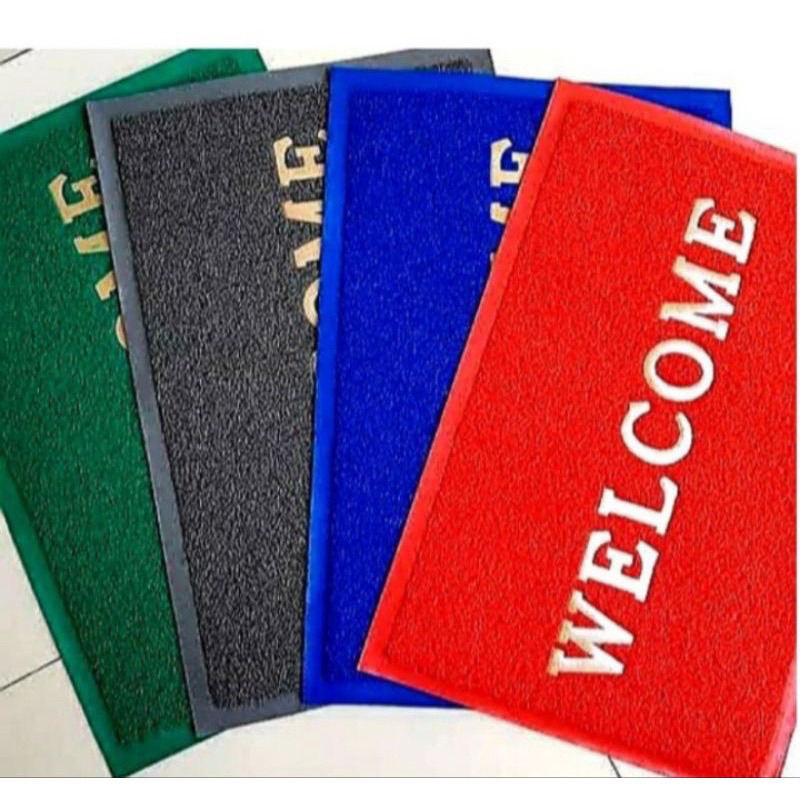 Welcome Keset Lantai Warna 35x55 cm Anti Slip Kamar Mandi Teras Lap Kaki Mie bihun tebal Alas plasti