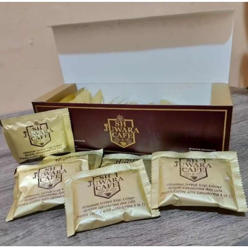 

Kopi SH JUWARA CAFE warna gold 1 BOX ( 20 pcs)