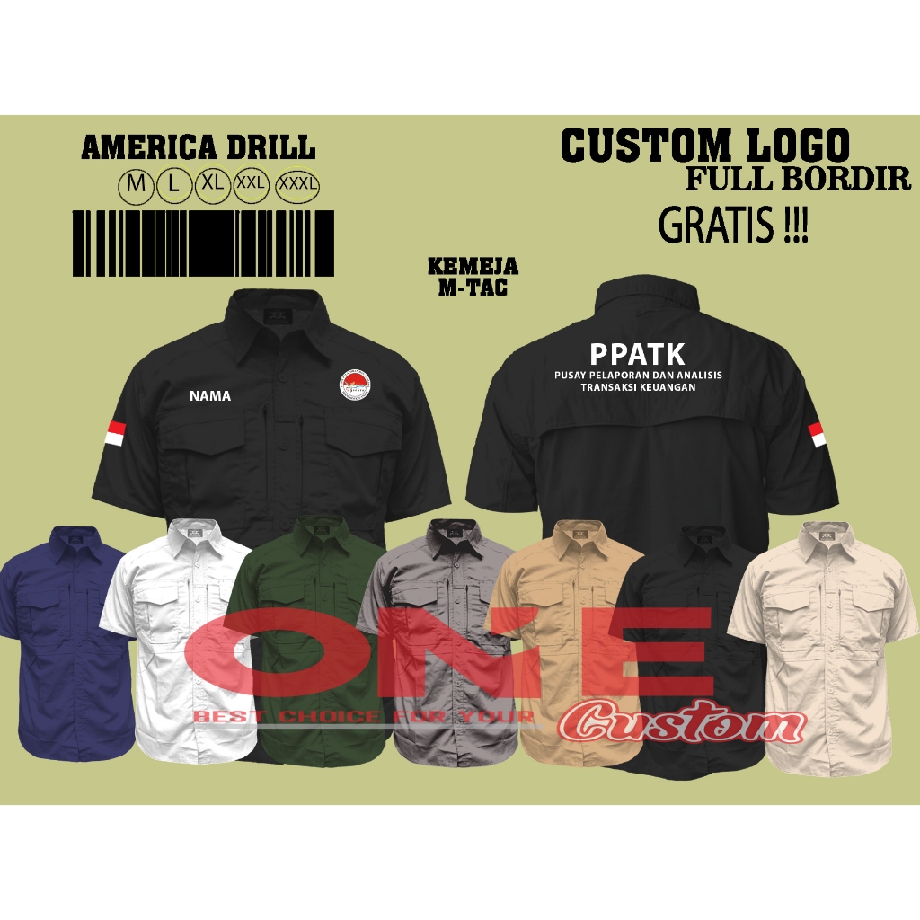 Kemeja M-tac Kemeja Lapangan Kemeja Lengan pendek Custom PPATK