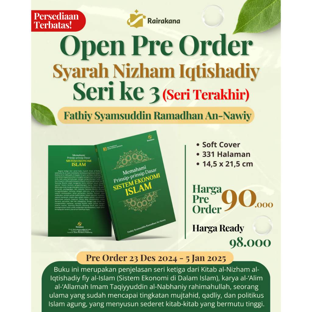 Buku Penjelasan Syarah Kitab Nizham Iqtishadi Seri 3 | Memahami Prinsip-Prinsip Ekonomi Islam