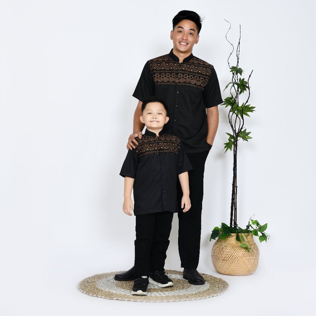 Adhipa Koko Couple Ayah Anak JODHA warna Hitam variasi batik krem