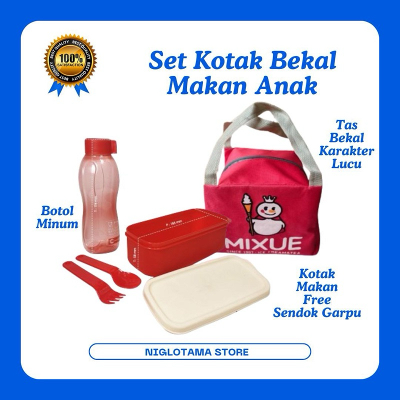 Kotak Bekal Makan Set Anak Sekolah TK SD Cewek Cowok Lucu Murah Lunch Box Set Tas Bekal Karakter