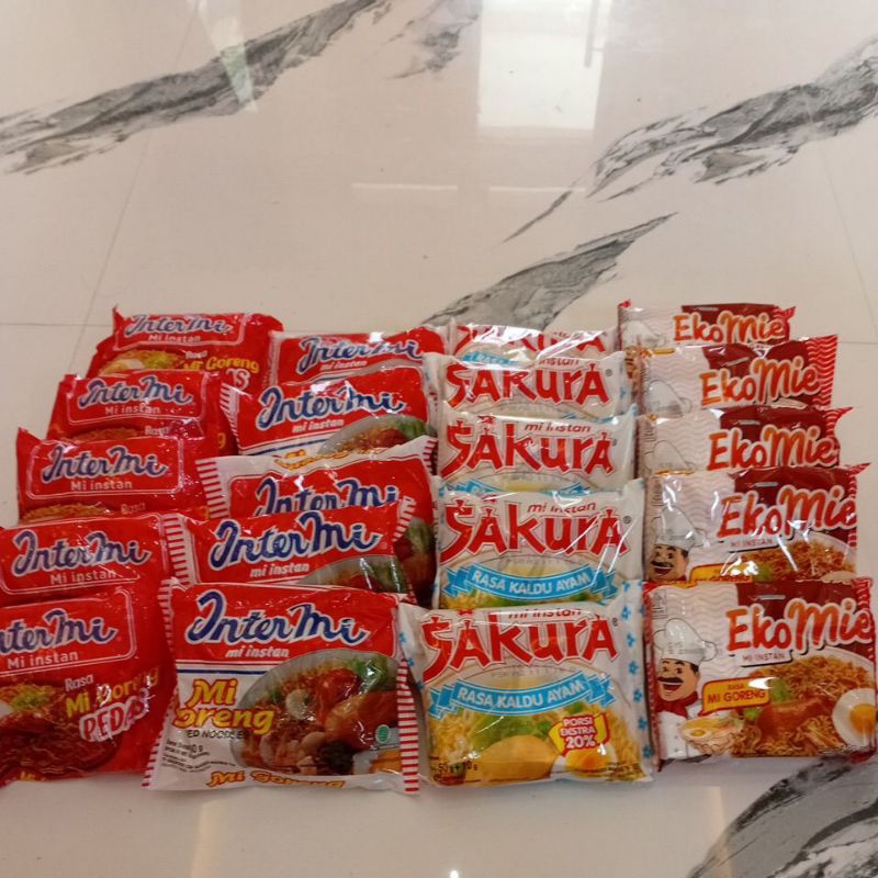 

[ISI 20 BUNGKUS] MIX INTERMIE GORENG/INTERMIE GORENG PEDAS/SAKURA/EKO MIE
