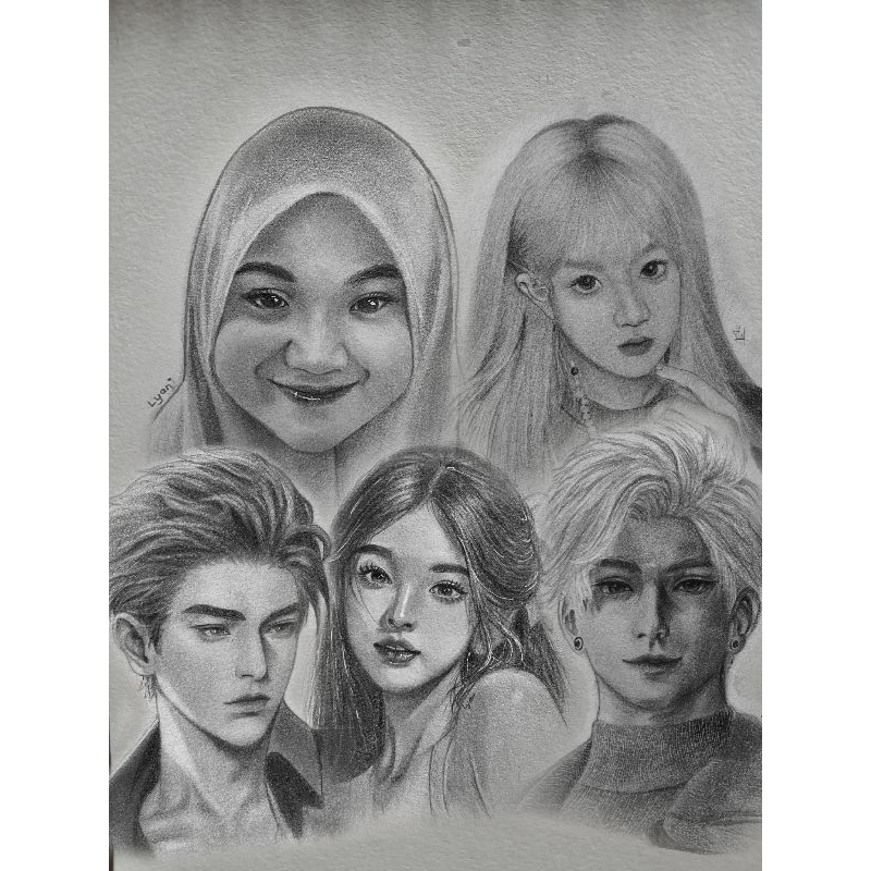 

custom gambar fan art ,anime,semi realist ukuran A5 A4