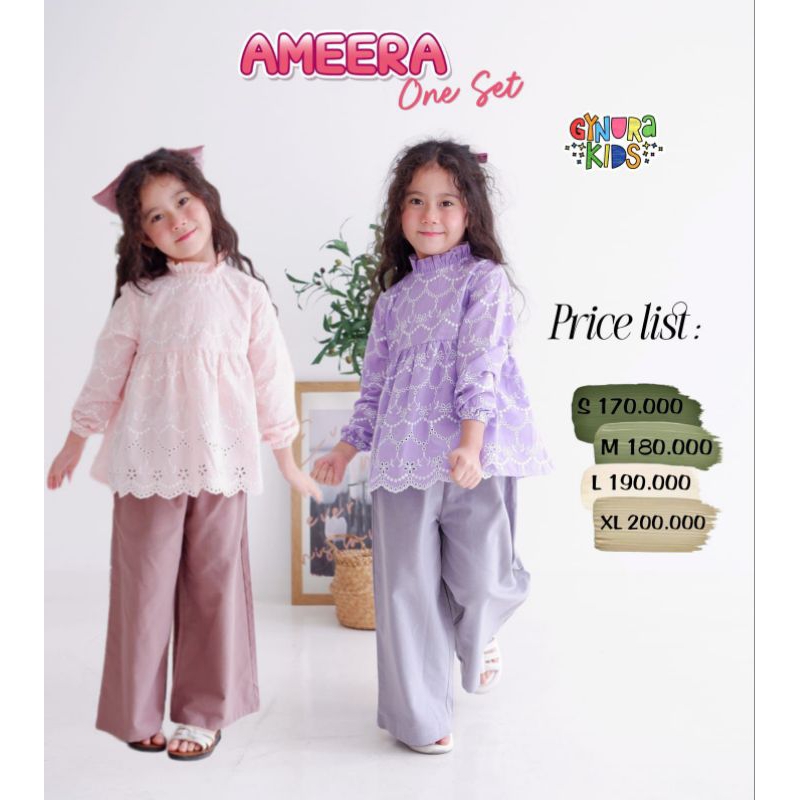 One Set Anak Gynura Setelan Panjang Baju Anak Perempuan Celana Kulot Katun