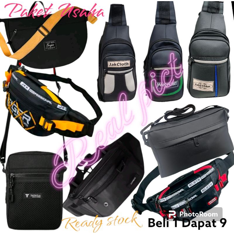 Paket Usaha 1 In 9 Tas Selempang Tas Pinggang Terbaru Waistbag Slingbag