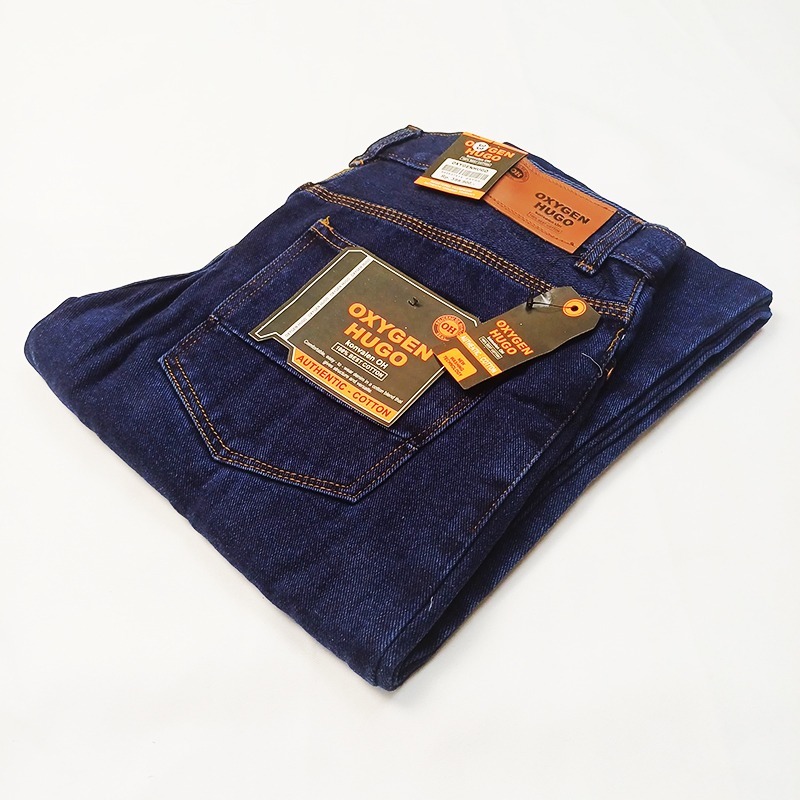 Celana panjang jeans naomi oxygen hugo pria model standar reguler bahan tebal dan lembut