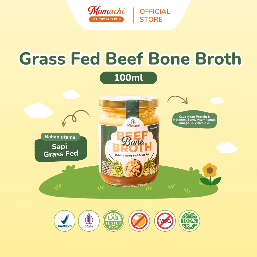 

Momachi - Grass-Fed Beef Bone Broth 100ml - MPASI Sehat, Pencernaan Kuat