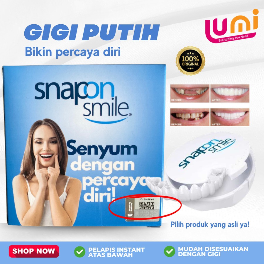 Snap On Smile 100% Original Authentic Gigi Palsu 1 Set Atas Bawah / GIGI PALSU SILICON SEPASANG ATAS