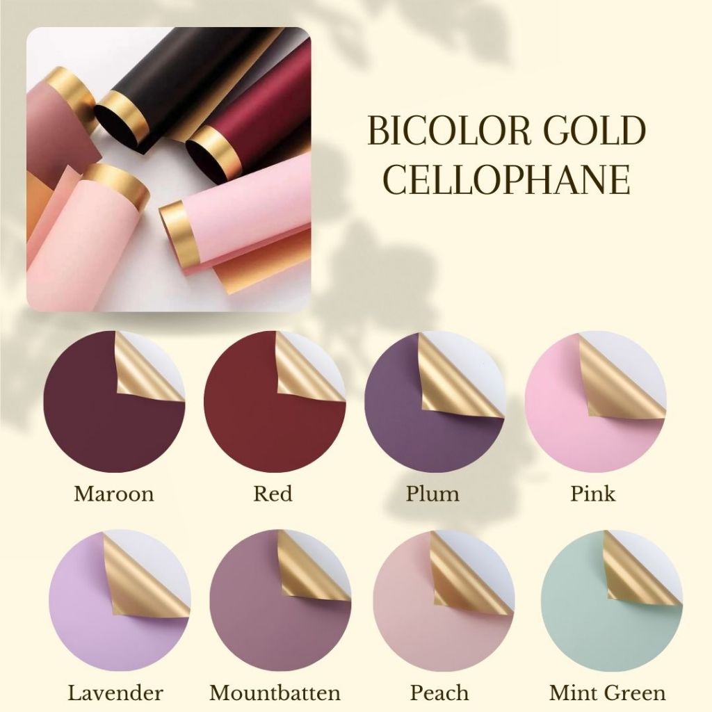 

GROSIR Kertas Buket Bunga Cellophane BICOLOR GOLD isi 20 lembar
