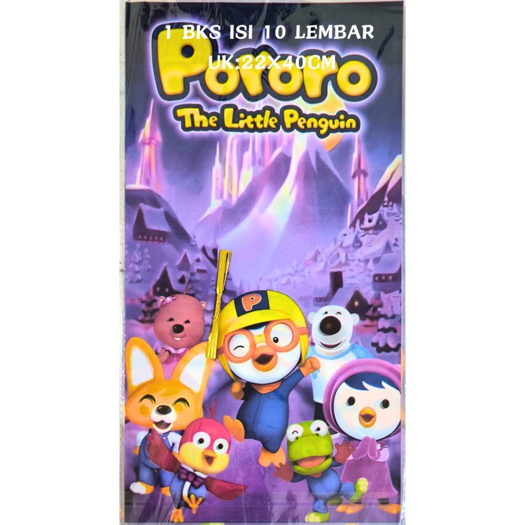 

OPP Party Bag / Goodie Bag / Plastik Bingkisan Snack Pororo Uk 22x40cm isi 10 lembar