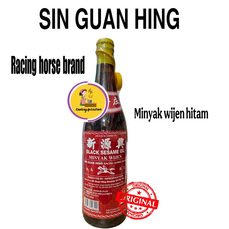 

Minyak Wijen Hitam Asli / SIN GUAN HING 640ML Racing Horse Brand