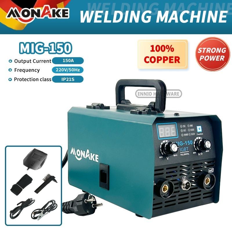MONAKE MIG150 Mesin las MIG inverter Las listrik trafo travo tanpa gas