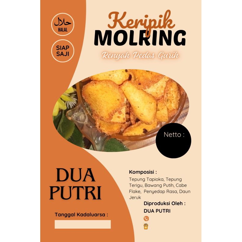 

Molring Extra Pedas Keripik Moring dengan Citra rasa yang Khas Dua Putri Gurih Renyah | 250g 500g