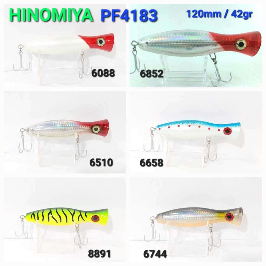 Umpan Popper Hinomiya PF4183 - 12cm / 42g Umpan Pancing Mirror Popper Lure VMC Treble Hook