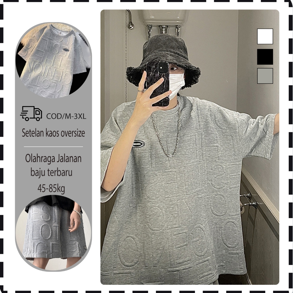 Kaos T-Shirts set celana pria baju lengan pendek celana pria keren oversize fashion celana pendek pr
