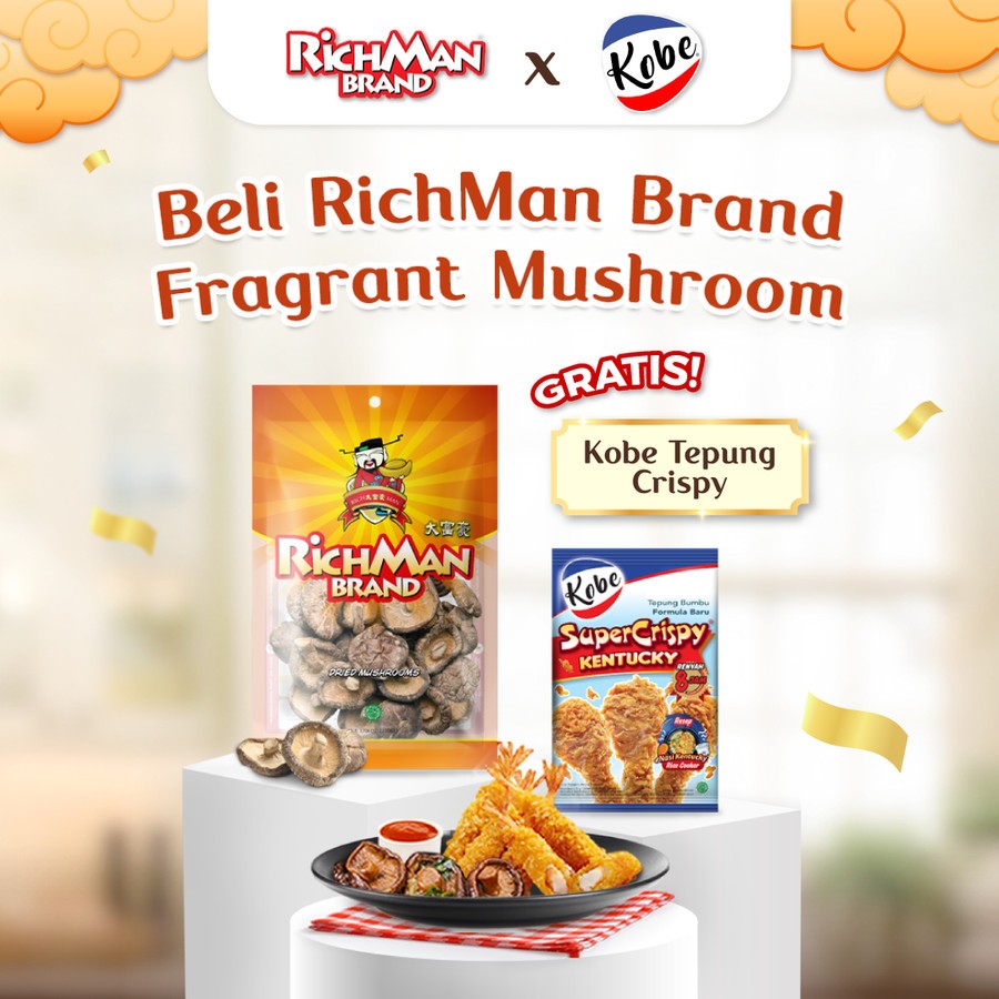 

RichMan Brand Fragrant Mushroom 50gr FREE Kobe Tepung Crispy 70gr