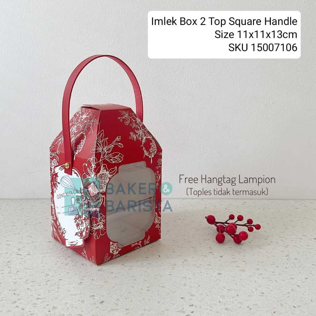 

Imlek Box 2 Top Square Handle / Imlek Mini Box Cookies Nastar Hampers CNY Giftbox Imlek