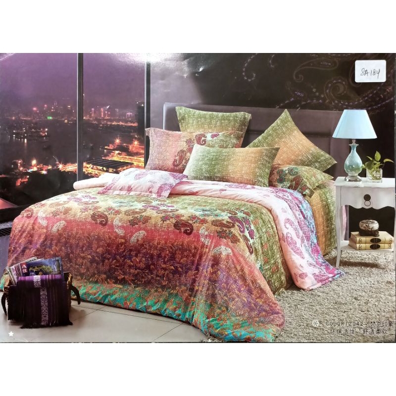 sprei katun jepang motif batik homemade