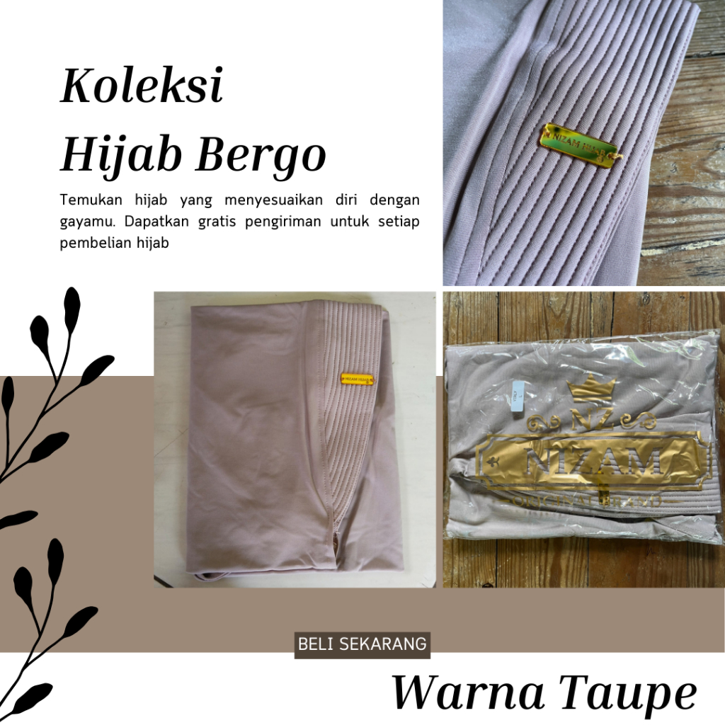 Nizam Hijab Bergo Warna Taupe