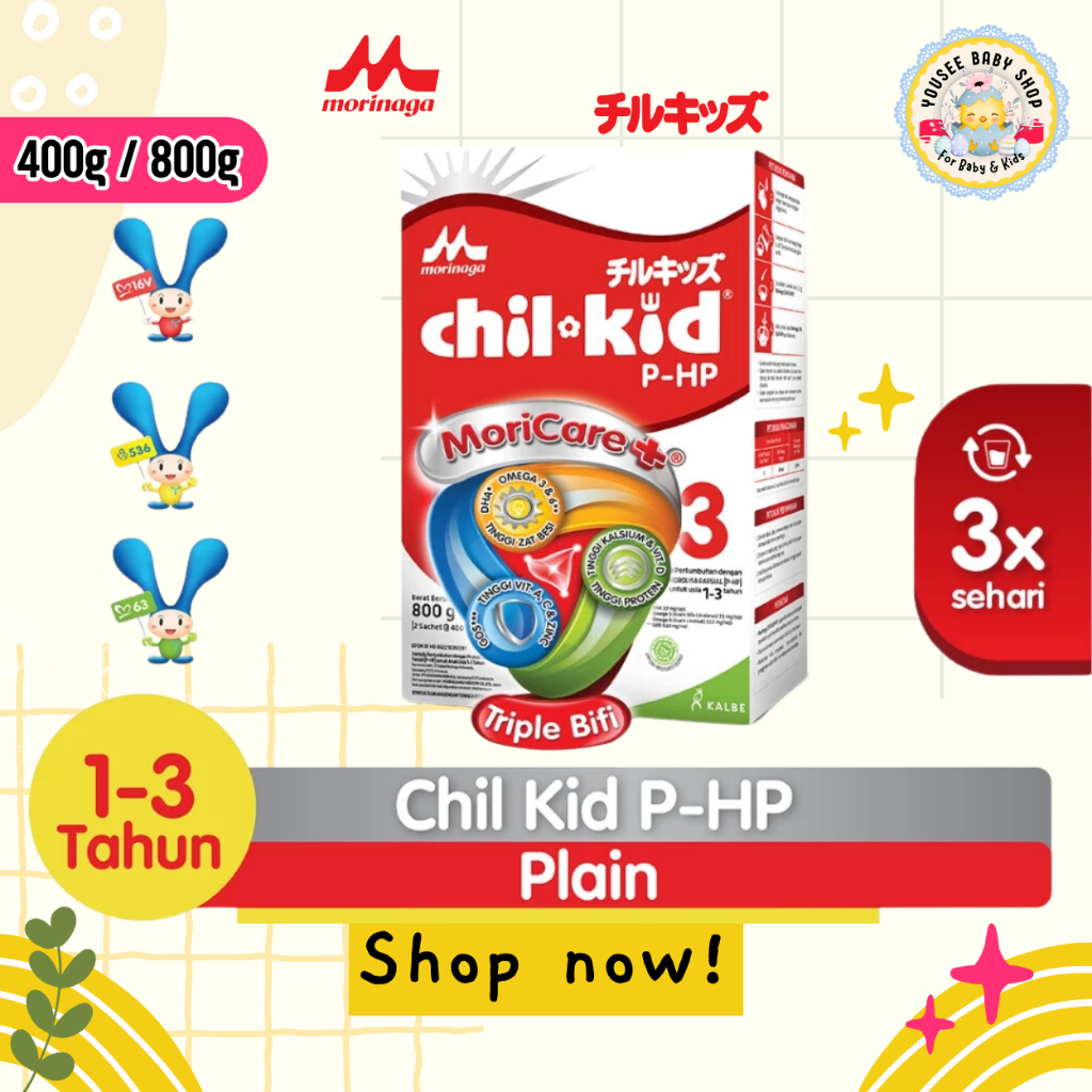 

Morinaga Chil Kid PHP Plain Susu Pertumbuhan Anak Usia 1-3 Tahun Susu Balita 400g / 800g