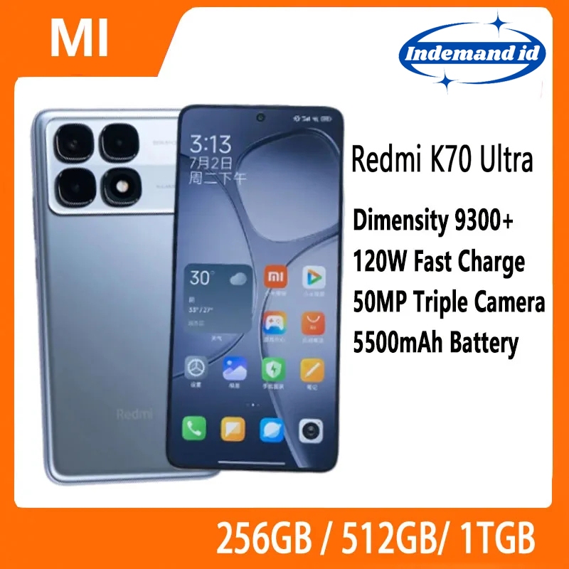 Redmi K70 Ultra 5G 6.67'' 144Hz Mediatek Dimensity 9300 5500mAh 120W Android 14 dari indemand id Ko