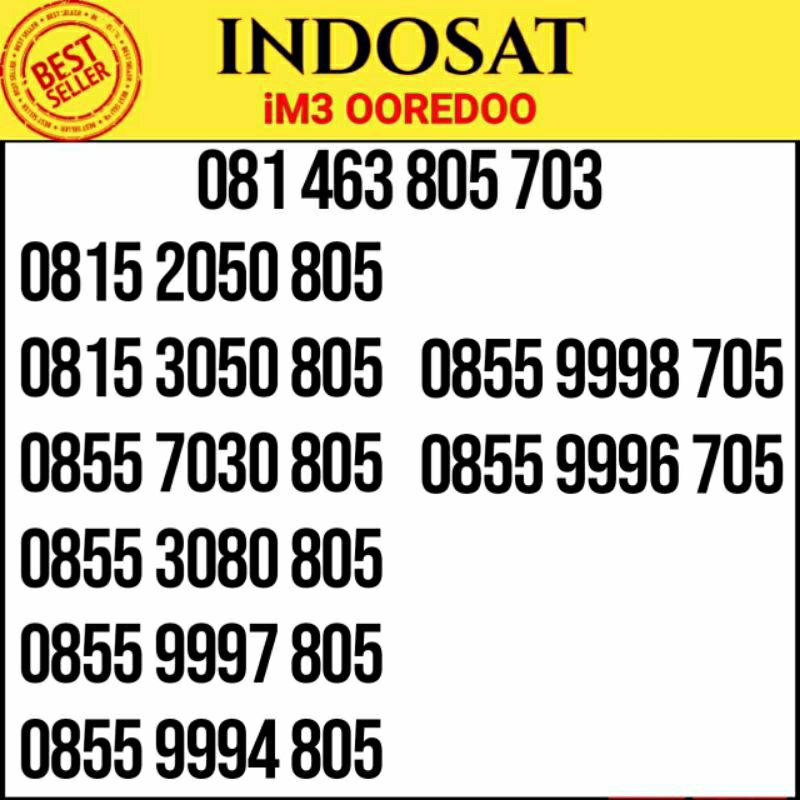 Nomor cantik Indosat Maju Mapan BOS 805 5758 BOS 5757 BOS 5759 BOS 5959