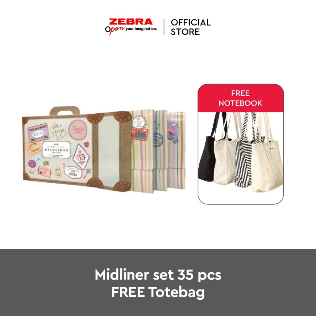 

ZEBRA Mildliner Highlighter Stabilo Dua Sisi Set 35 Water Based Marker Spidol Warna