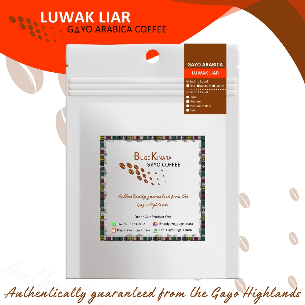 

Kopi Arabika Gayo Luwak Liar - Bubuk Kopi (Powder)/Roasted Beans - Buge Kinara Gayo Coffee | 100% Original dari Dataran Tinggi Gayo