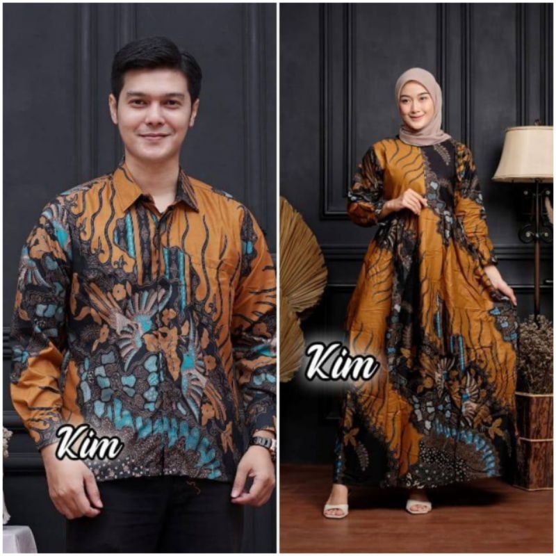 Baju Cople pasangan kemeja batik Lengan Panjang Gamis Batik Wanita Busui jumbo