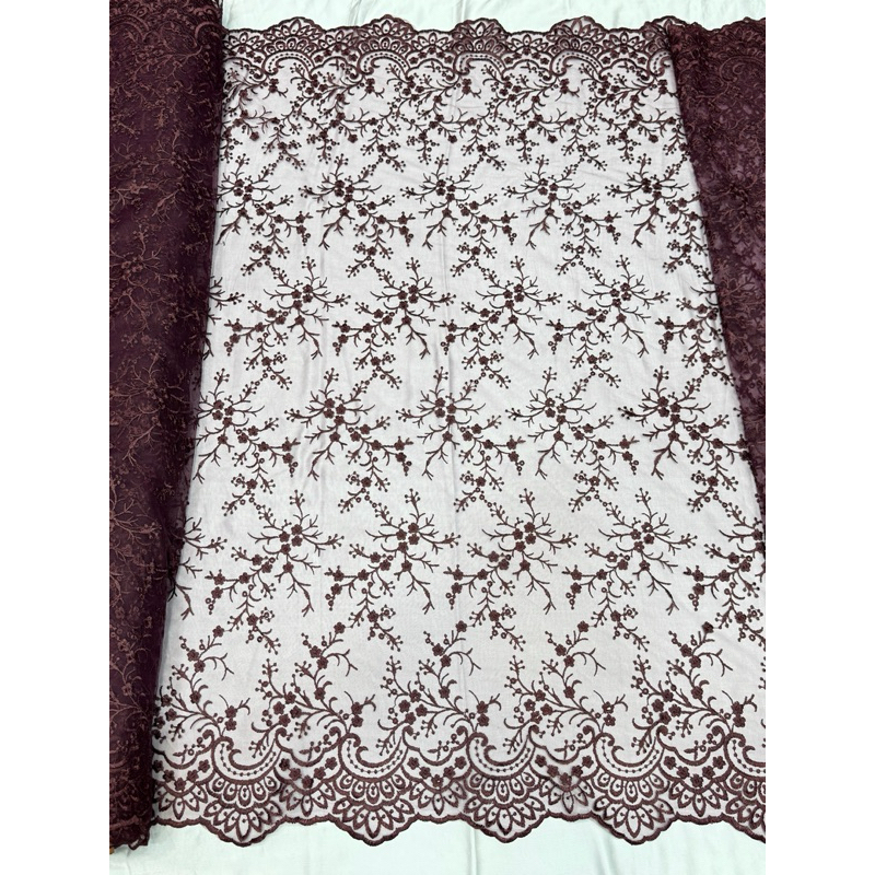 (COD) Kain Tulle Alower Premium | Kain Kebaya Pinggiran | Bahan Kebaya Modern | Kain Meteran