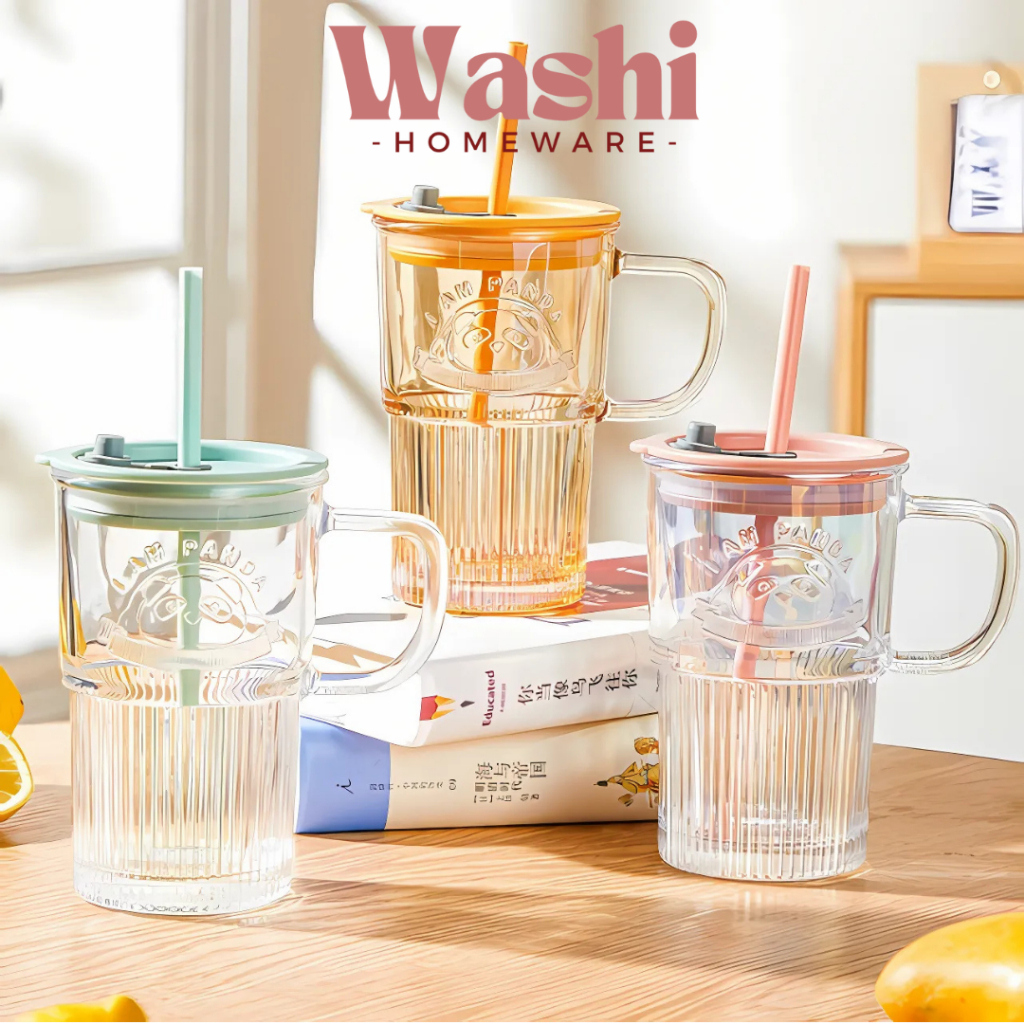 WASHI - SHIMA Minuman Botol Tumbler Estetika Kantor Air Transparan Cangkir Minimalis Botol Minum Kop
