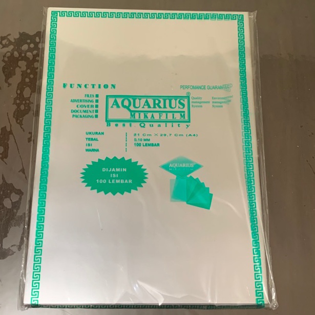 

lzTerlaris Plastik Mika Jilid Aquarius tebal 1 mm A4 T63