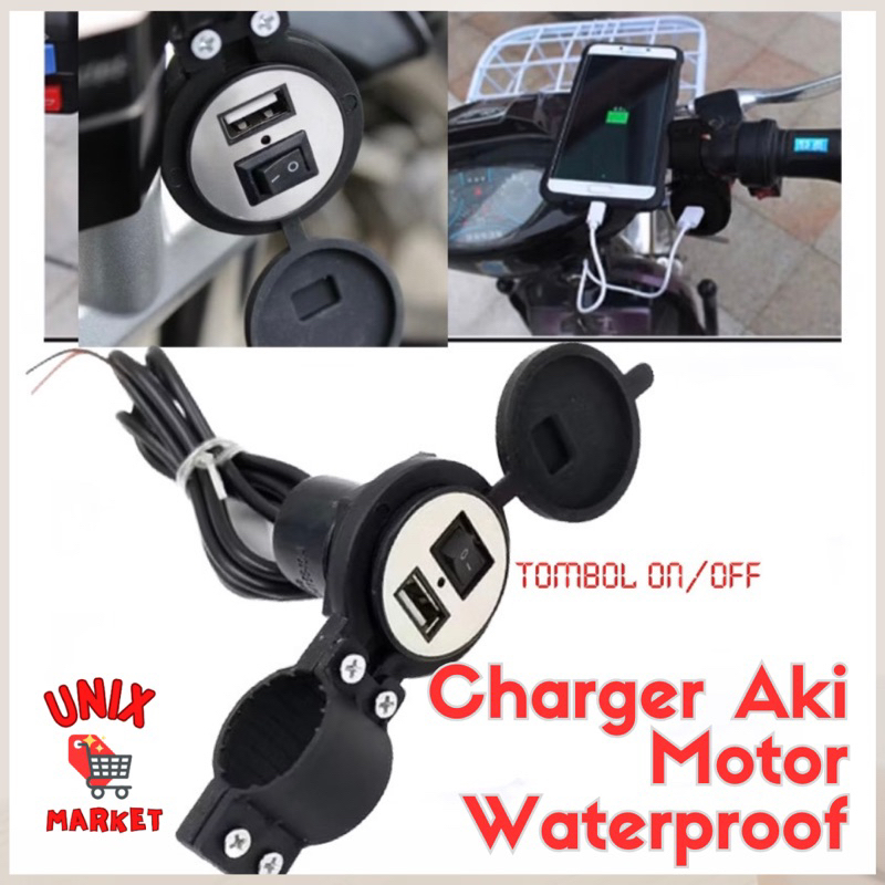 Charger Aki Motor Waterproof / Alat cas Hp aki GOJEK GRAB cas hp jepit accu casan anti air / Tc aki 