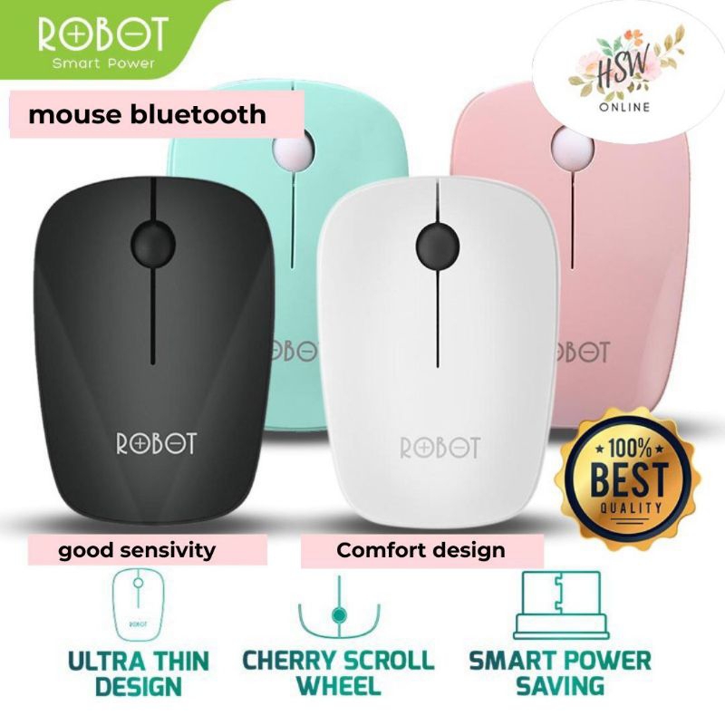 Mouse Bluetooth Wireless Robot Original Optical Tanpa Kabel Lucu Unik - Putih