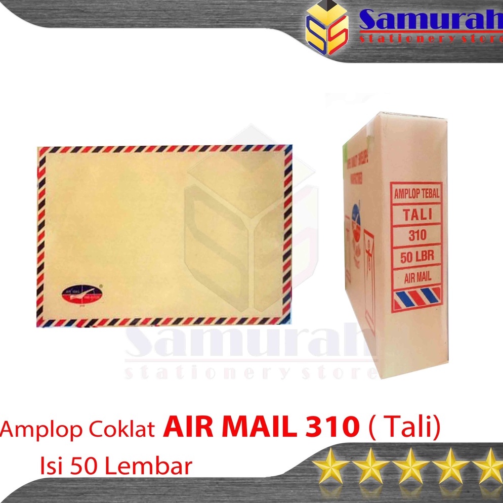 

imBest Product Amplop Kertas Coklat Airmail Tali 31 Ukuran Folio Envelope F4 Berkas Dokumen Lamaran Kerja 25 x 35 cm M1