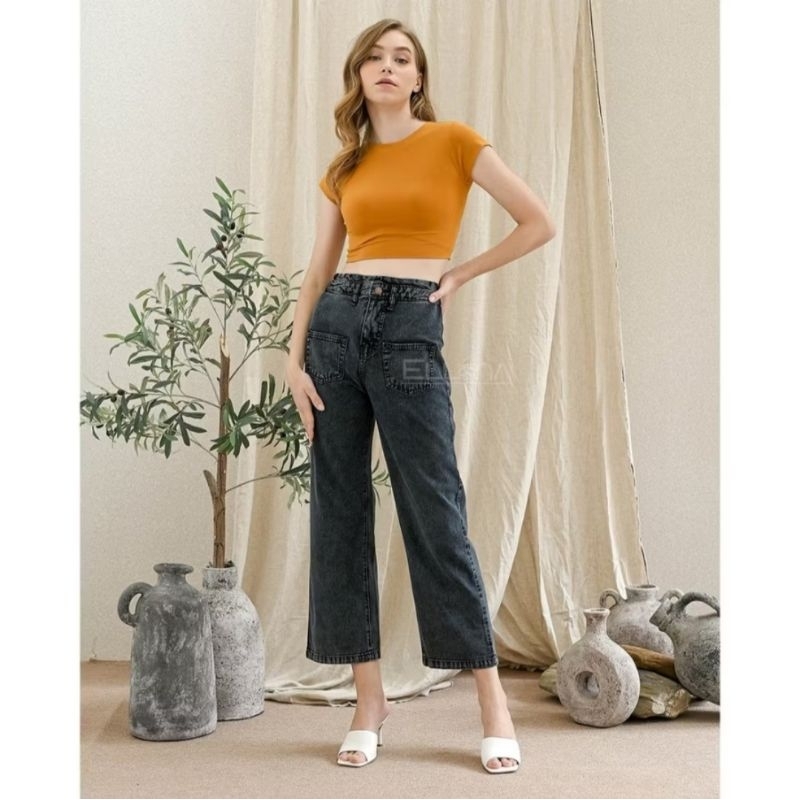 OSSO JEANS - Kalila Kulot Jeans Snowblack