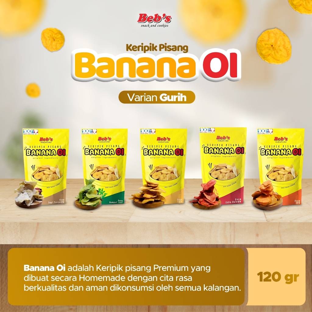 

Keripik Pisang Aneka Rasa Gurih 120gr | Banana Oi varian Gurih | Banana Chips Keripik Pisang Cemilan Renyah VIRAL KEKINIAN EKONOMIS | Snack Keripik Crispy