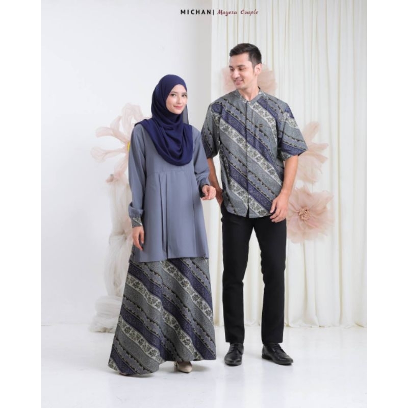 Baju Batik Couple Baju seragam Batik Mayesa Couple Michan baju muslim batik couple set kerudung baju