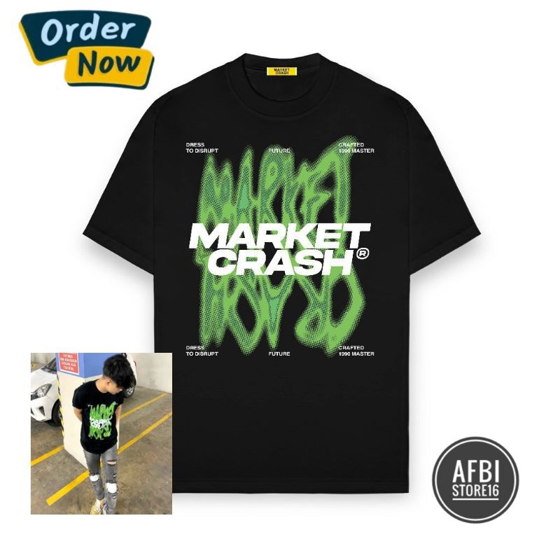 [ COD ]  Kaos Market Crash || TSHIRT BAJU KAOS DISTRO MARKETCRASH GREEN NEON || KAOS DISTRO PRIA WAN