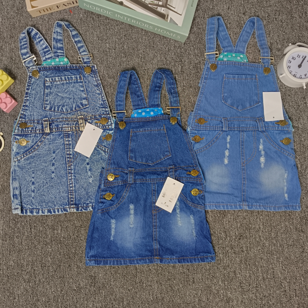 Overall Pendek Rok Celana Jeans Anak Perempuan 6 Bulan - 4 Tahun Baju Kodok Denim Jumpsuit