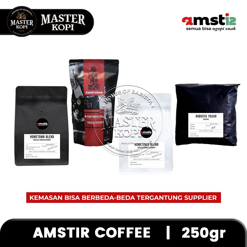 

Kopi Robusta Arabica Espresso Coffee Blend Beans AMSTIR Amstirdam Coffee (250gr)