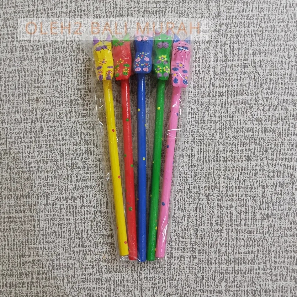 

Pensil Kayu Motif Hewan-Kerajinan Khas Bali 1 set isi 5 pcs