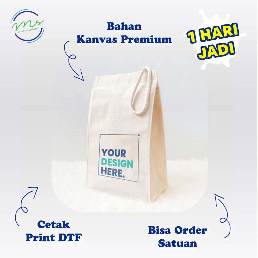 

Tas Hampers Kanvas Natural Polos - Bekal Lunch Bag Tote Tempat Makan Hamper Canvas Desain Custom