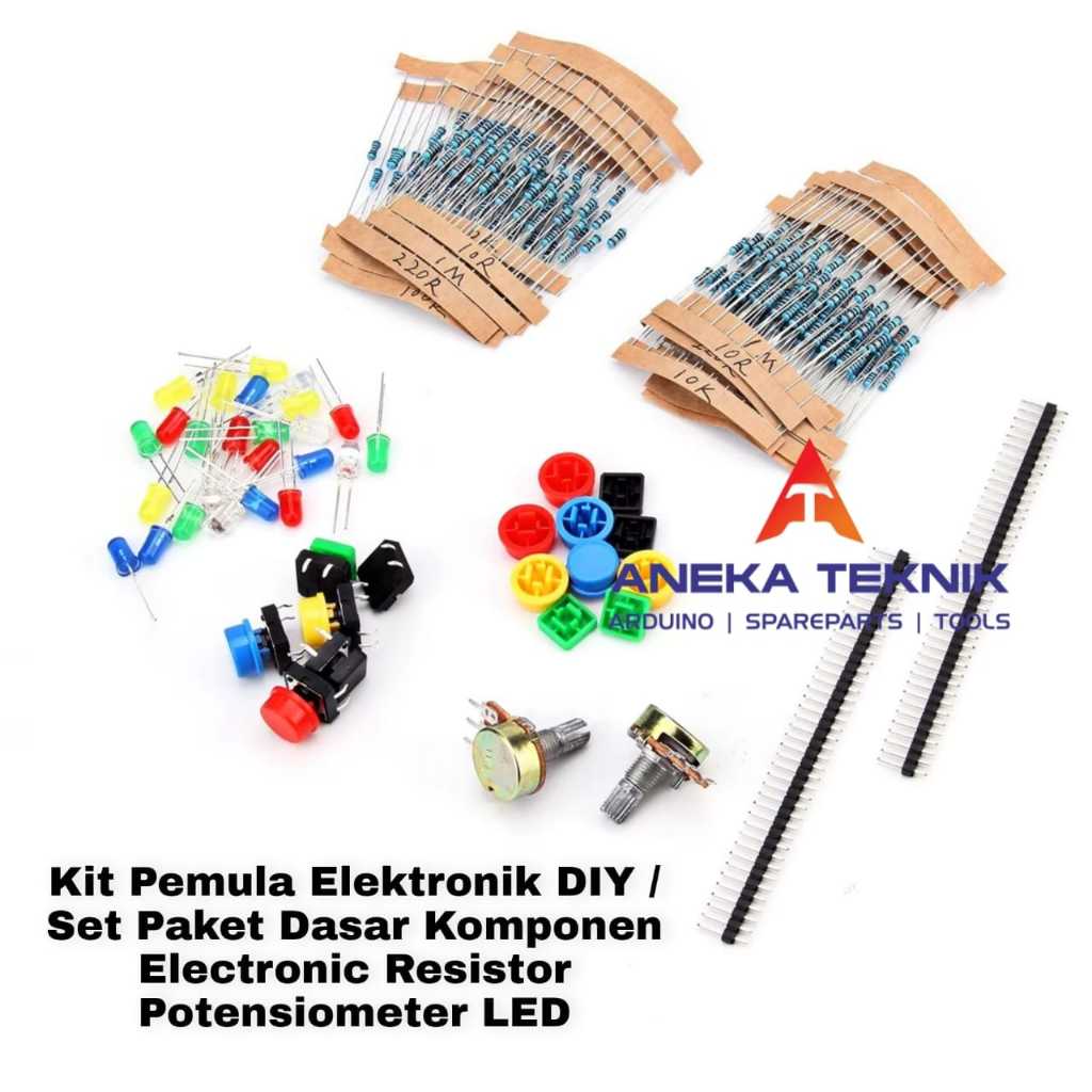 Kit Pemula Elektronik DIY / Set Paket Dasar Komponen Electronic Resistor Potensiometer LED