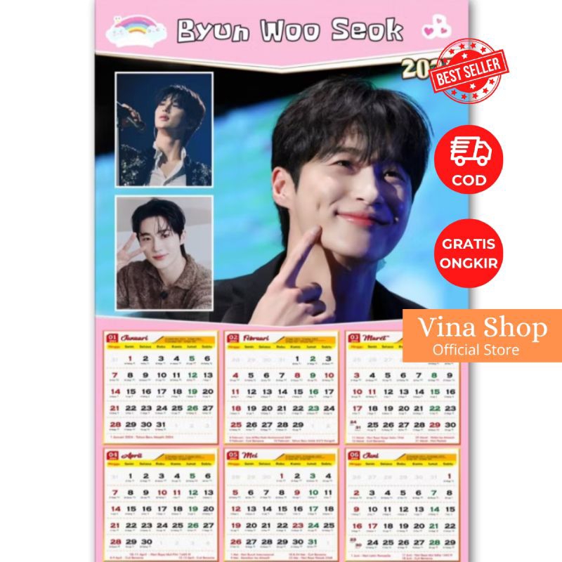 

Kalender Byeon Woo Seok NCT Rose Kalender Dinding Kpop Artis Korea