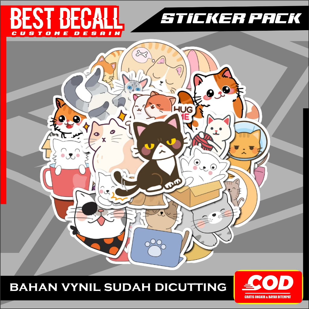 

Sticker pack Random Gambar Kucing Lucu Bahan Vynil Sticker Laptop Helm Motor Hape Case Koper Tas-A6
